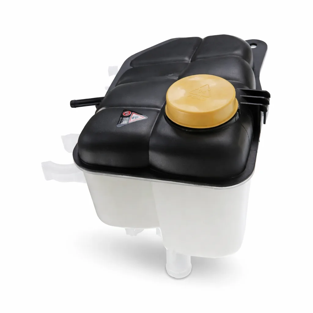 "Mercedes Benz coolant expansion tank replacement engine coolant reservoir with yellow cap for compatible Mercedes models from M & B Parts South Africa
