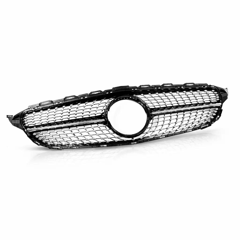 W205 C-Class Diamond Style Grille Black (No Camera) 14-18