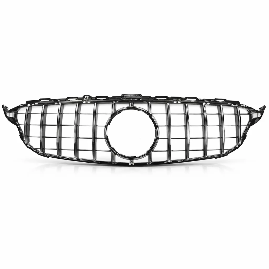 W205 C-Class GT Style Grille Black and Chrome (No Camera) 14-18